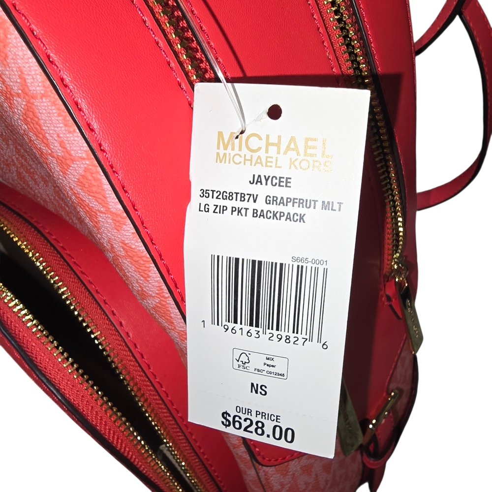 Michael Kors NWT Grapefruit Backpack & Used Wristlet Wallet - Picture 9 of 12